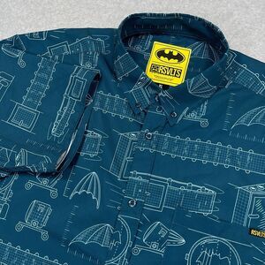 RSVLTS DC Comics Batman Batprints Kunuflex Shirt Size XL Short Sleeve Button Up